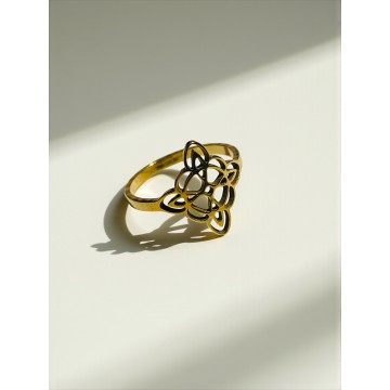 ANEL NÓ DA BRUXA DOURADO AÇO AJUSTÁVEL