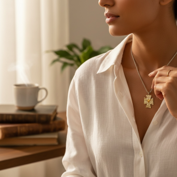 COLAR HEART OF GRACE CROSS – AÇO INOXIDÁVEL