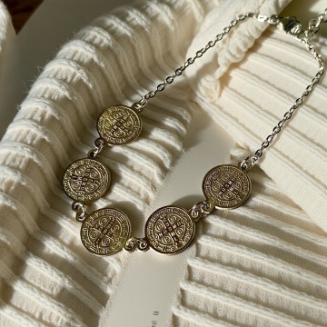 PULSEIRA DAS 5 MEDALHAS DE SÃO BENTO – AÇO INOXIDÁVEL