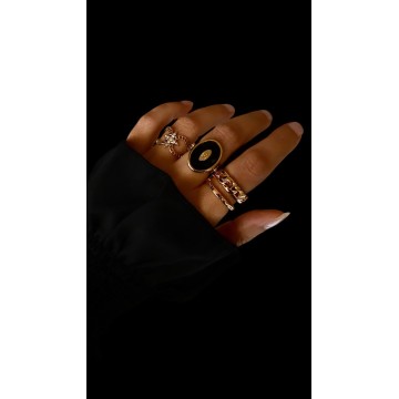 ANEL PROTEÇÃO SUPREMA – ÔNIX E OLHO TURCO DOURADO