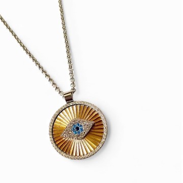 COLAR OLHO TURCO DOURADO E PRATEADO AÇO