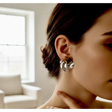 BRINCOS DOUBLE HEART AÇO INOXIDÁVEL