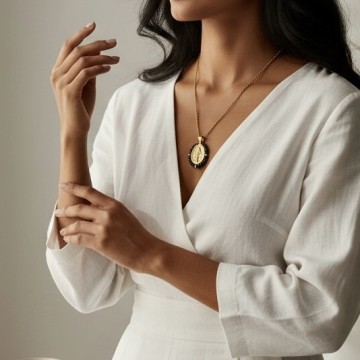 COLAR NOSSA SENHORA DAS GRAÇAS AÇO INOXIDÁVEL