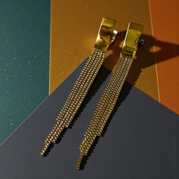 BRINCOS GLAMOUR – AÇO DOURADO DE ALTA QUALIDADE