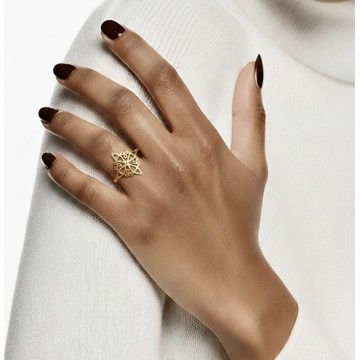 ANEL NÓ DA BRUXA DOURADO AÇO INOXIDÁVEL