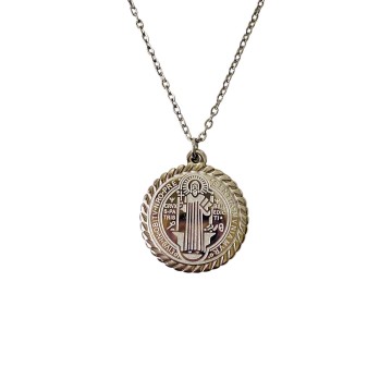 COLAR SÃO BENTO AÇO PRATEADO