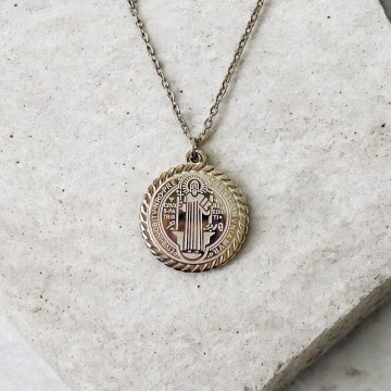 COLAR SÃO BENTO AÇO PRATEADO