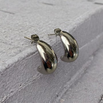 BRINCOS ATHENA AÇO PRATEADO