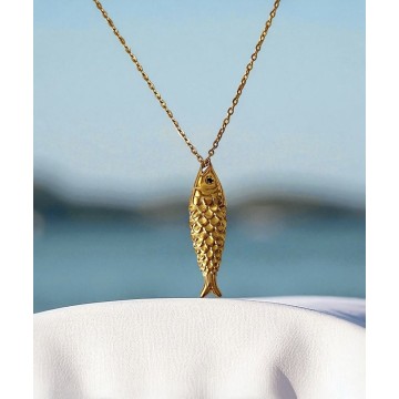 COLAR PEIXE DOURADO AÇO