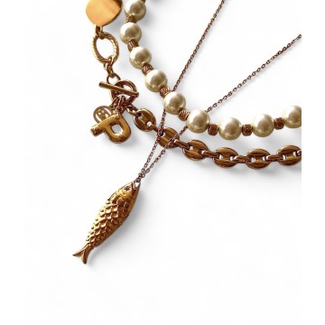 COLAR PEIXE DOURADO AÇO