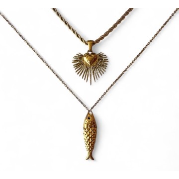 COLAR PEIXE DOURADO AÇO