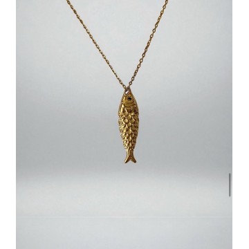 COLAR PEIXE DOURADO AÇO