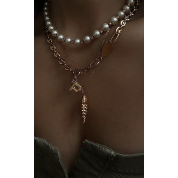 COLAR PEIXE DOURADO AÇO