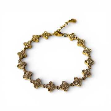 PULSEIRA VITÓRIA TREVOS AÇO E ZIRCÓNIAS