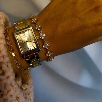 PULSEIRA VITÓRIA TREVOS AÇO E ZIRCÓNIAS