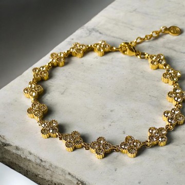 PULSEIRA VITÓRIA TREVOS AÇO E ZIRCÓNIAS