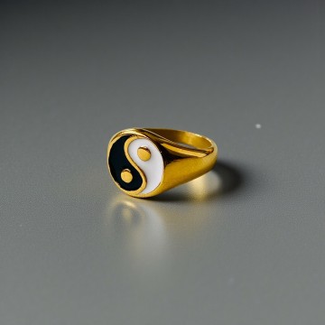 ANEL YIN YANG AÇO DOURADO