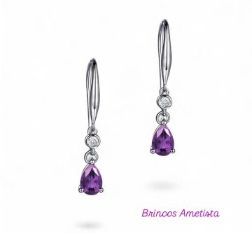 BRINCOS AMETISTA EM PRATA 925 – LUZ E PROTEÇÃO