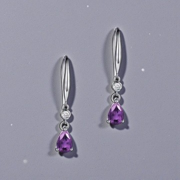BRINCOS AMETISTA EM PRATA 925 – LUZ E PROTEÇÃO