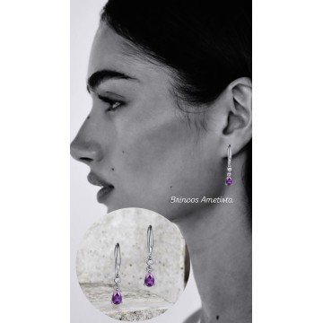 BRINCOS AMETISTA EM PRATA 925 – LUZ E PROTEÇÃO