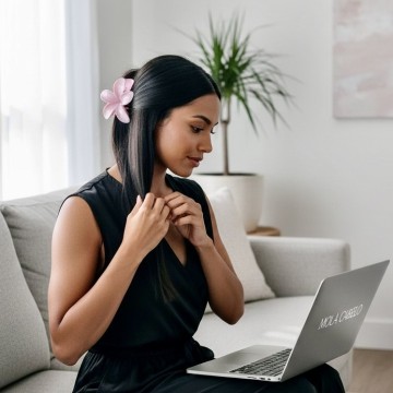 MOLA CABELO FLOR ROSA