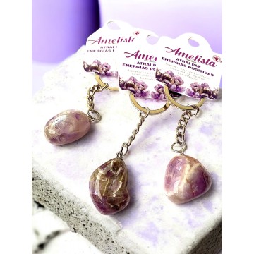 PORTA-CHAVES AMETISTA PEDRA NATURAL