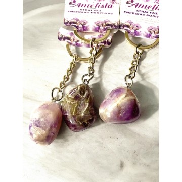 PORTA-CHAVES AMETISTA PEDRA NATURAL