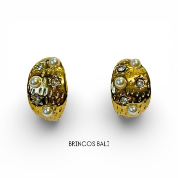 BRINCOS BALI AÇO DOURADO