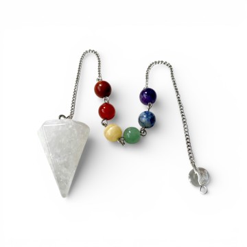 PÊNDULO DE QUARTZO CRISTAL COM SETE CHAKRAS