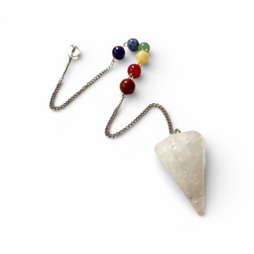 PÊNDULO DE QUARTZO CRISTAL COM SETE CHAKRAS