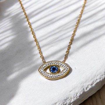 COLAR OLHO TURCO AÇO DOURADO