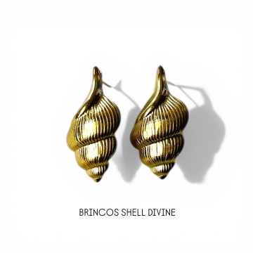 BRINCOS SHELL DIVINE – AÇO DOURADO ULTRA LEVES