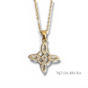 COLAR NÓ DA BRUXA DOURADO BRILHOS