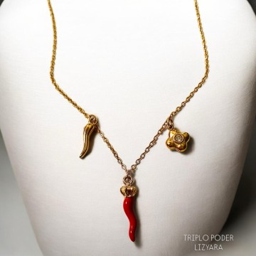 COLAR TRIPLO PODER – PROTEÇÃO, SORTE E ENERGIA