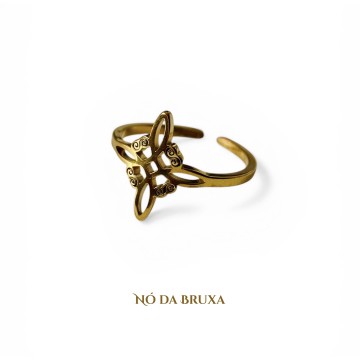 ANEL NÓ DA BRUXA AÇO AJUSTÁVEL DOURADO