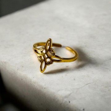 ANEL NÓ DA BRUXA AÇO AJUSTÁVEL DOURADO