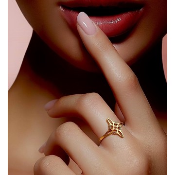 ANEL NÓ DA BRUXA AÇO AJUSTÁVEL DOURADO