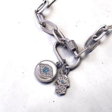 COLAR PROTEÇÃO MÍSTICA – OLHO E MÃO DE FÁTIMA