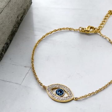 PULSEIRA OLHO TURCO AÇO DOURADA