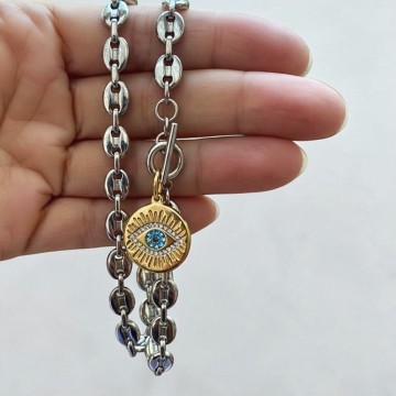 COLAR DIVINO – OLHO TURCO EM AÇO INOXIDÁVEL
