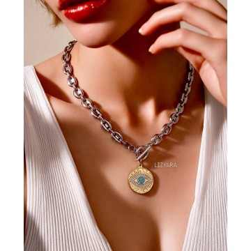 COLAR DIVINO – OLHO TURCO EM AÇO INOXIDÁVEL