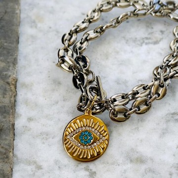 COLAR DIVINO – OLHO TURCO EM AÇO INOXIDÁVEL