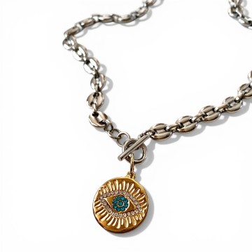 COLAR DIVINO – OLHO TURCO EM AÇO INOXIDÁVEL