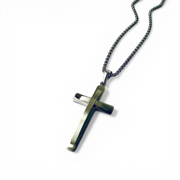 COLAR CRUCIFIXO – AÇO INOXIDÁVEL PRATEADO