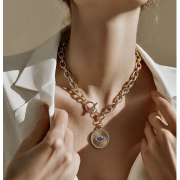 COLAR EVIL EYE AÇO DOURADO