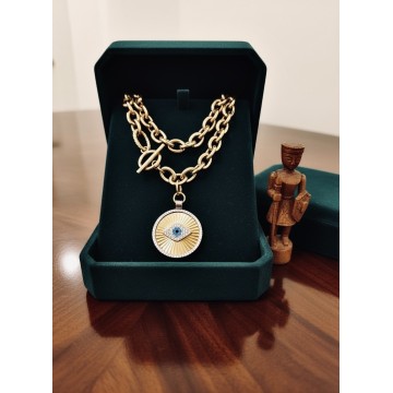COLAR EVIL EYE AÇO DOURADO