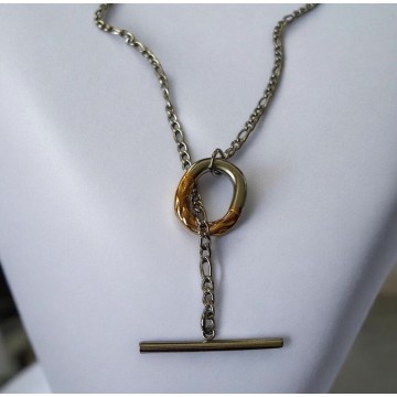 COLAR PAZ AÇO PRATEADO E DOURADO