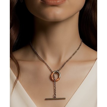 COLAR PAZ AÇO PRATEADO E DOURADO