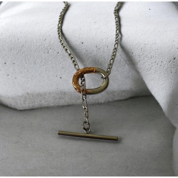 COLAR PAZ AÇO PRATEADO E DOURADO