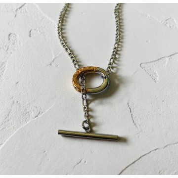 COLAR PAZ AÇO PRATEADO E DOURADO